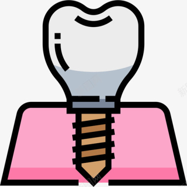 植入物牙医5线性颜色图标图标