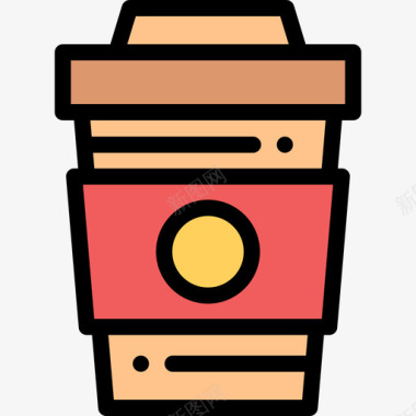 咖啡杯私家侦探7线性颜色图标图标