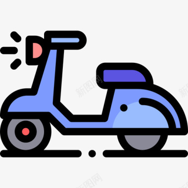 摩托车泰国10线性颜色图标图标