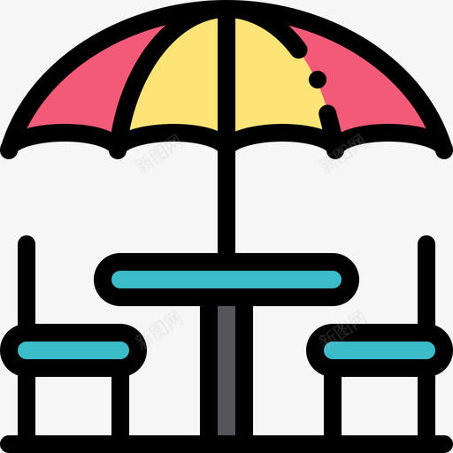 野餐桌野餐和烧烤线性颜色图标svg_新图网 https://ixintu.com 线性颜色 野餐和烧烤 野餐桌