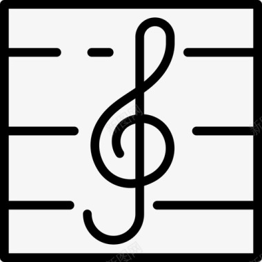 谱号音乐和乐器7线性图标图标