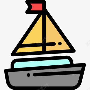 帆船钓鱼7线型颜色图标图标