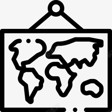 世界地图地理17直线图标图标
