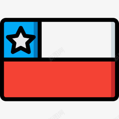 智利国旗10线颜色图标图标