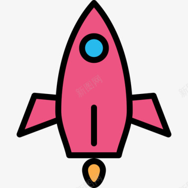 火箭旅行81线性颜色图标图标