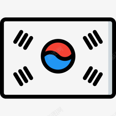 韩国国旗10线颜色图标图标