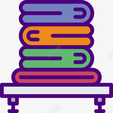 毛巾家具家庭线颜色图标图标