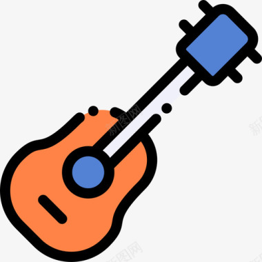 吉他音乐商店线性颜色图标图标