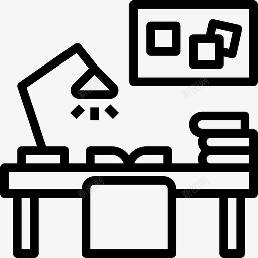 办公桌教育128直线图标svg_新图网 https://ixintu.com 办公桌 教育128 直线