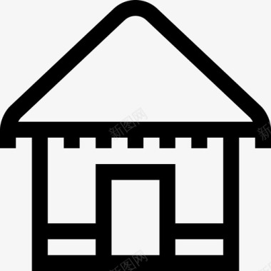 小屋房屋类型6线性图标图标