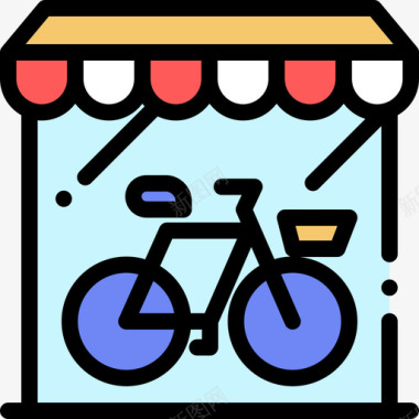 商店自行车14线颜色图标图标