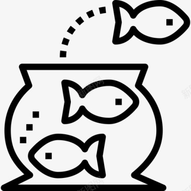 鱼缸商业智能线性图标图标