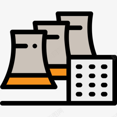核电站技术41线性颜色图标图标