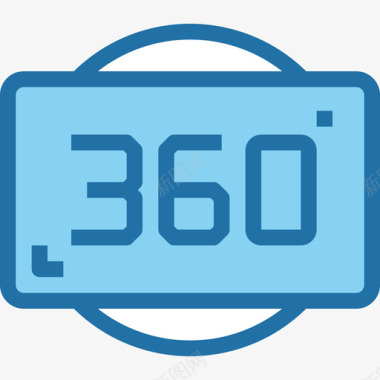 360度多媒体和娱乐3蓝色图标图标