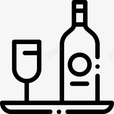 葡萄酒90号酒店线性图标图标