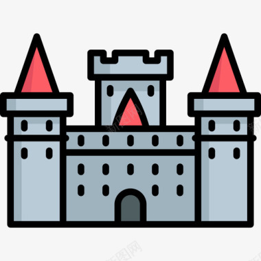 城堡20号楼线性颜色图标图标