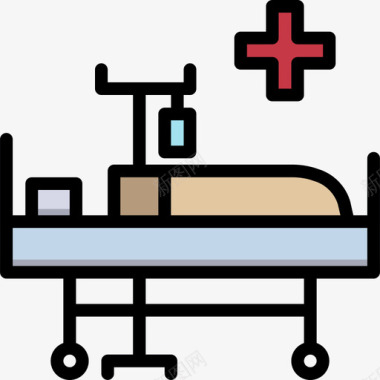 病床保险2线性颜色图标图标