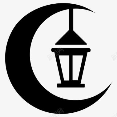 斋月拉姆赞伊斯兰教标签固体图标图标
