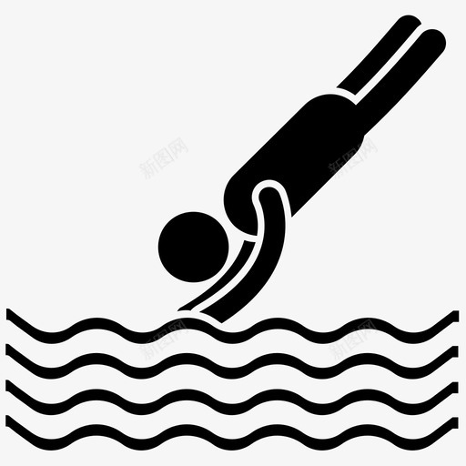 跳水奥运会比赛奥运游泳图标svg_新图网 https://ixintu.com 奥运会比赛 奥运游泳 水上运动 游泳池字形图标 跳水