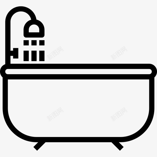 浴缸家装浴室直线型图标svg_新图网 https://ixintu.com 家装浴室 浴缸 直线型