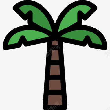 棕榈树自然45线形颜色图标图标