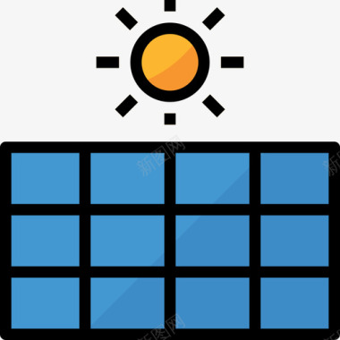 太阳能电池板生态92线性颜色图标图标