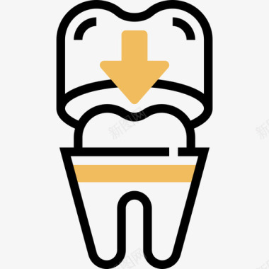 磨牙冠牙医6黄色阴影图标图标