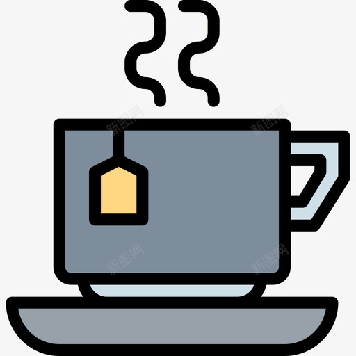 茶咖啡店52线性颜色图标svg_新图网 https://ixintu.com 咖啡店52 线性颜色 茶