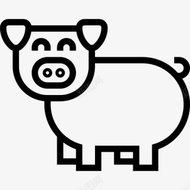 猪农业和园艺6线性图标图标