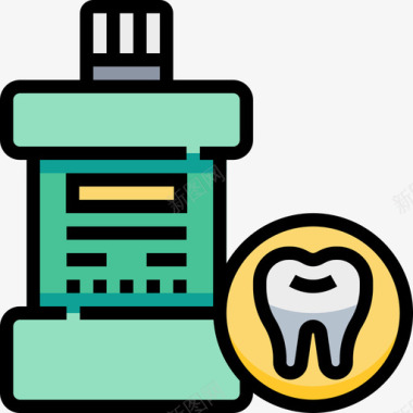 漱口水牙医5线性颜色图标图标