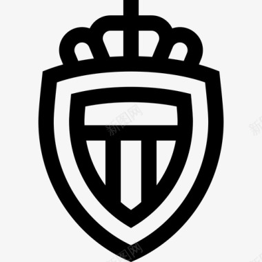 摩纳哥足球盾牌3直线型图标图标