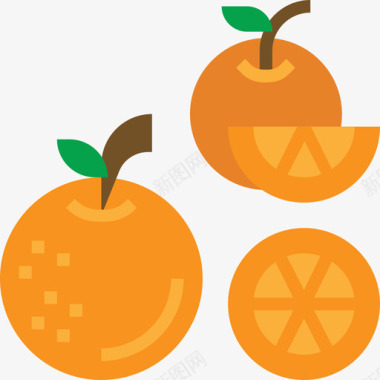橙子水果和蔬菜扁平图标图标