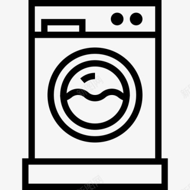 洗衣机89号酒店线性图标图标