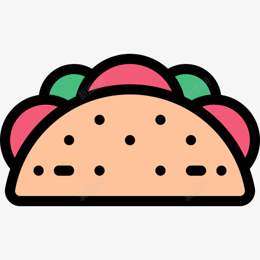 墨西哥玉米卷野餐和烧烤线性颜色图标svg_新图网 https://ixintu.com 墨西哥玉米卷 线性颜色 野餐和烧烤