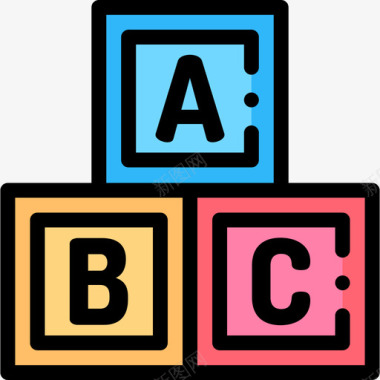 Abc婴儿57线性颜色图标图标