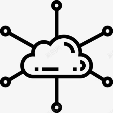 云网络云技术5线性图标图标