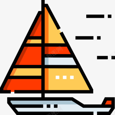 帆船运动37线性颜色图标图标