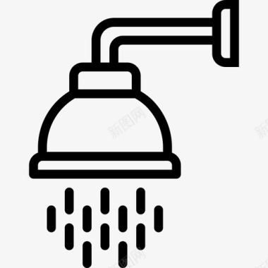 淋浴水管工工具4线性图标图标