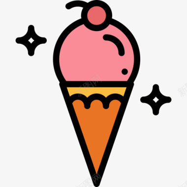 冰淇淋18岁生日派对线性颜色图标图标