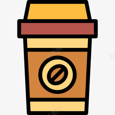 咖啡杯咖啡店52线性颜色图标图标