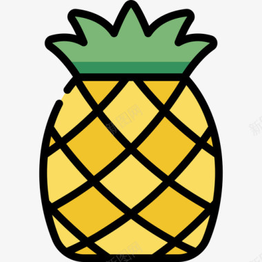 菠萝热带12线形颜色图标图标