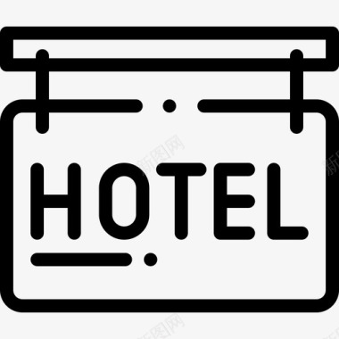 酒店90号酒店线性图标图标