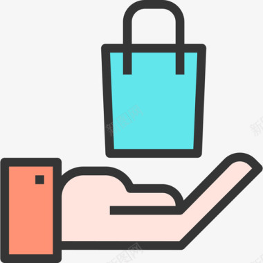购物袋购物91线性颜色图标图标