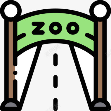 动物园动物园5线性颜色图标图标