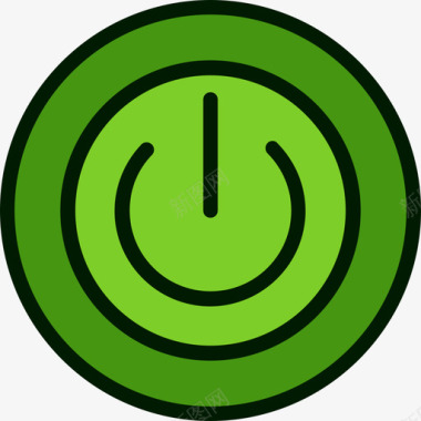 电源绿色能源4线性颜色图标图标