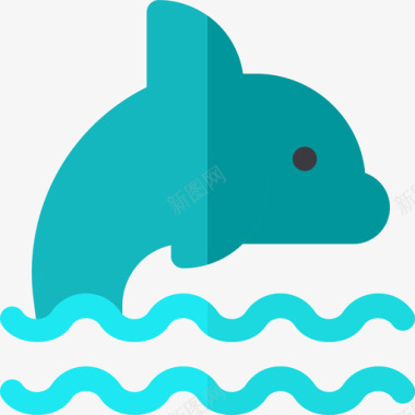 海豚热带4平坦图标图标