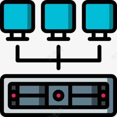 服务器网络和数据库10线性颜色图标图标