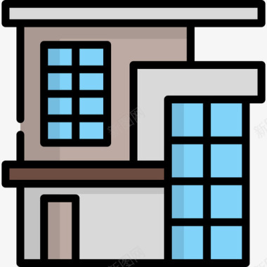 现代住宅户型线性色彩图标图标