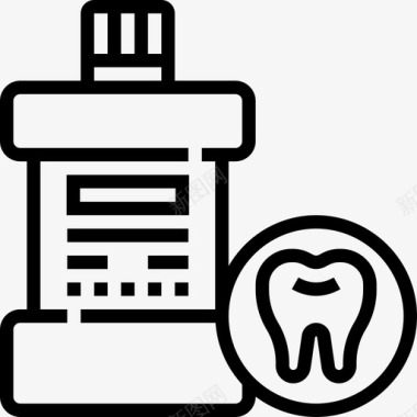 漱口水牙医7线性图标图标