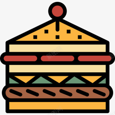 三明治食品95线性颜色图标图标